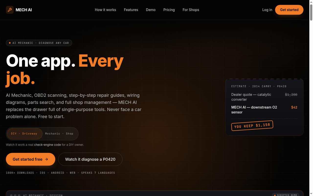 MECH AI Homepage
