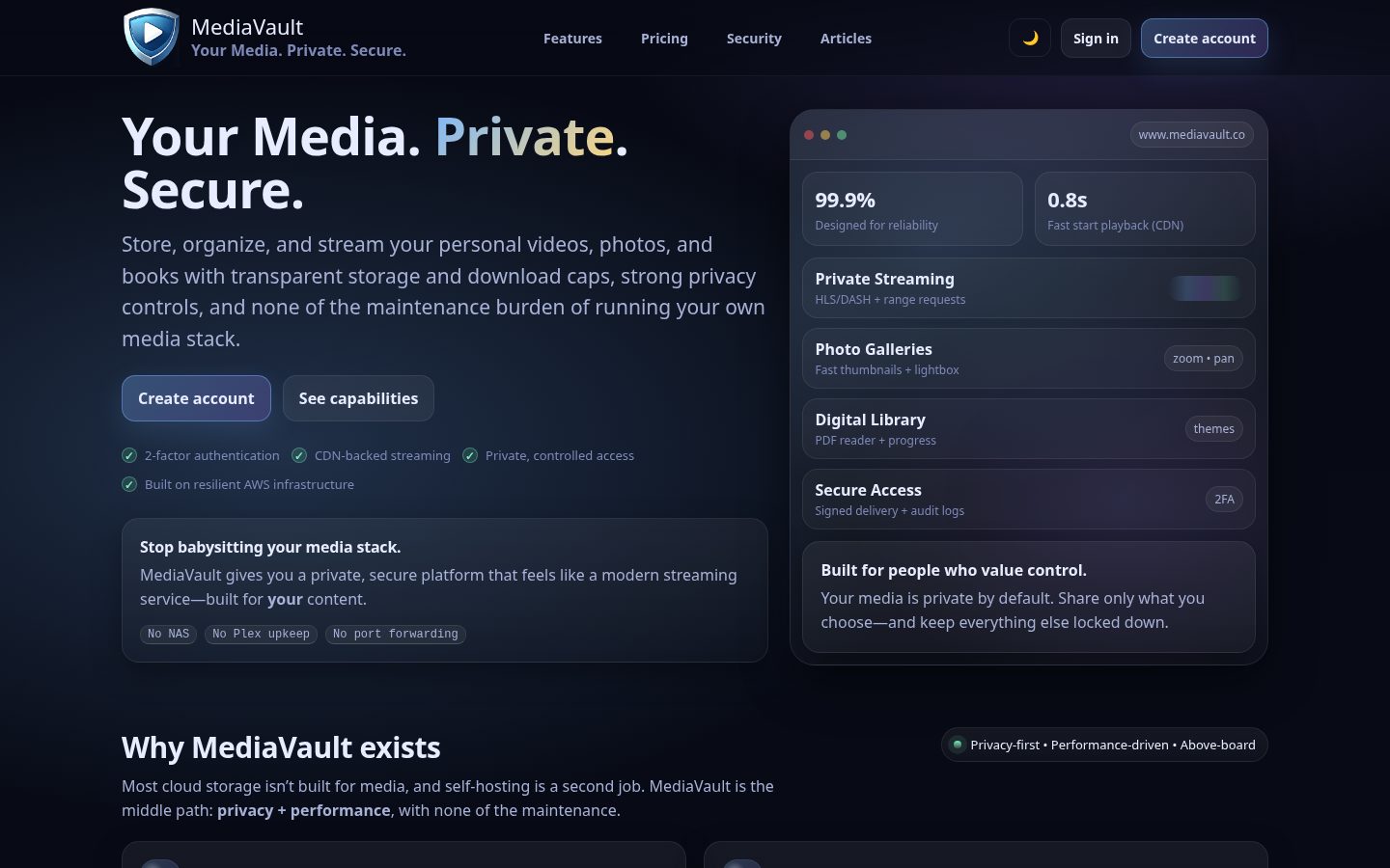 Media Vault Ai Homepage