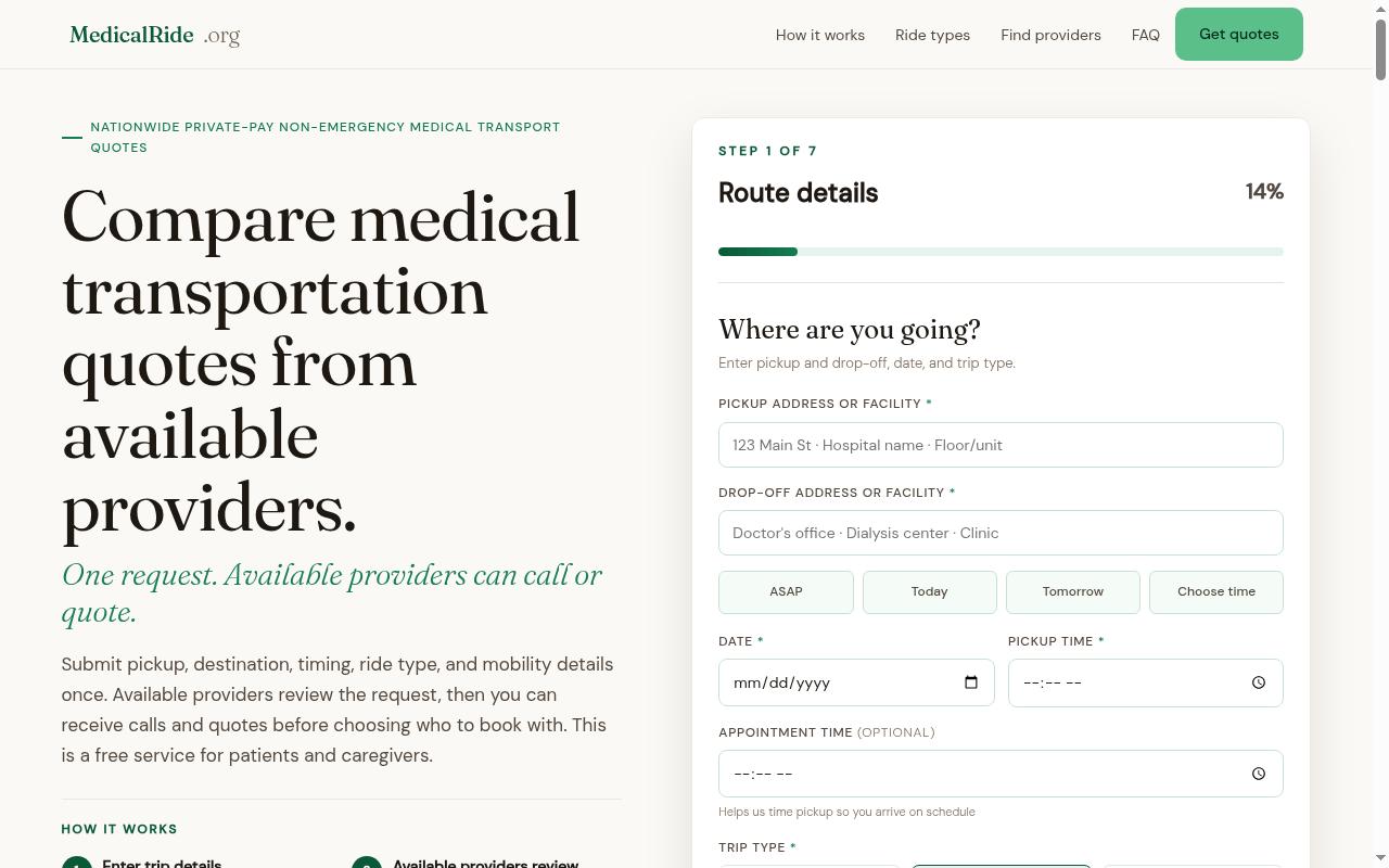 MedicalRide.Org Homepage