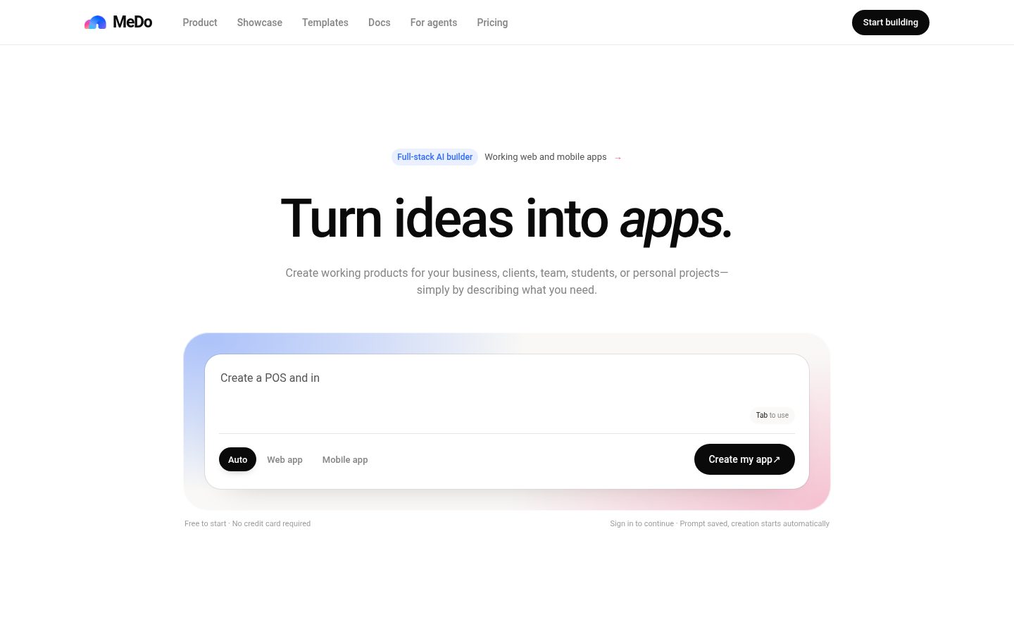MeDo by Baidu Homepage