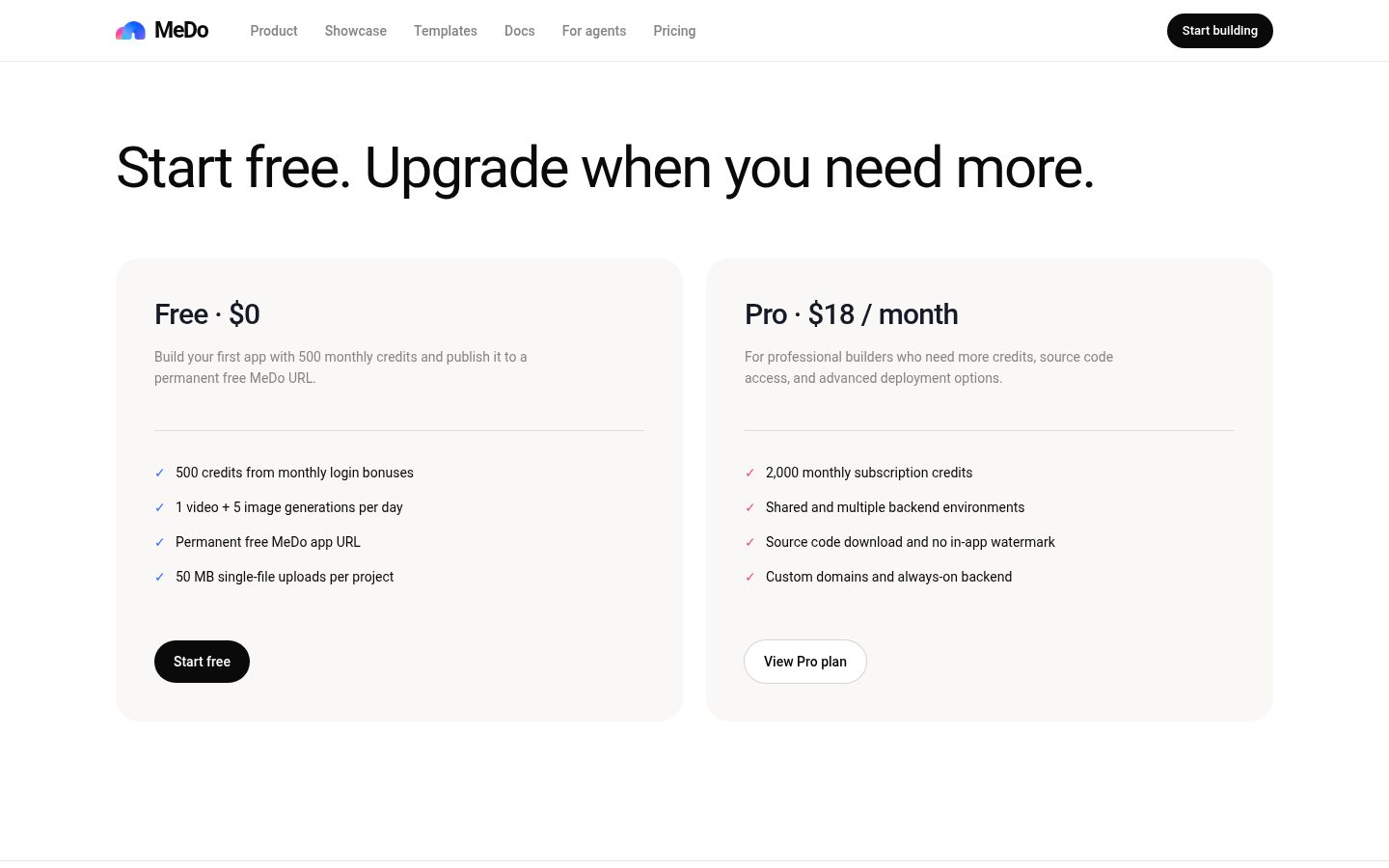 MeDo by Baidu Pricing