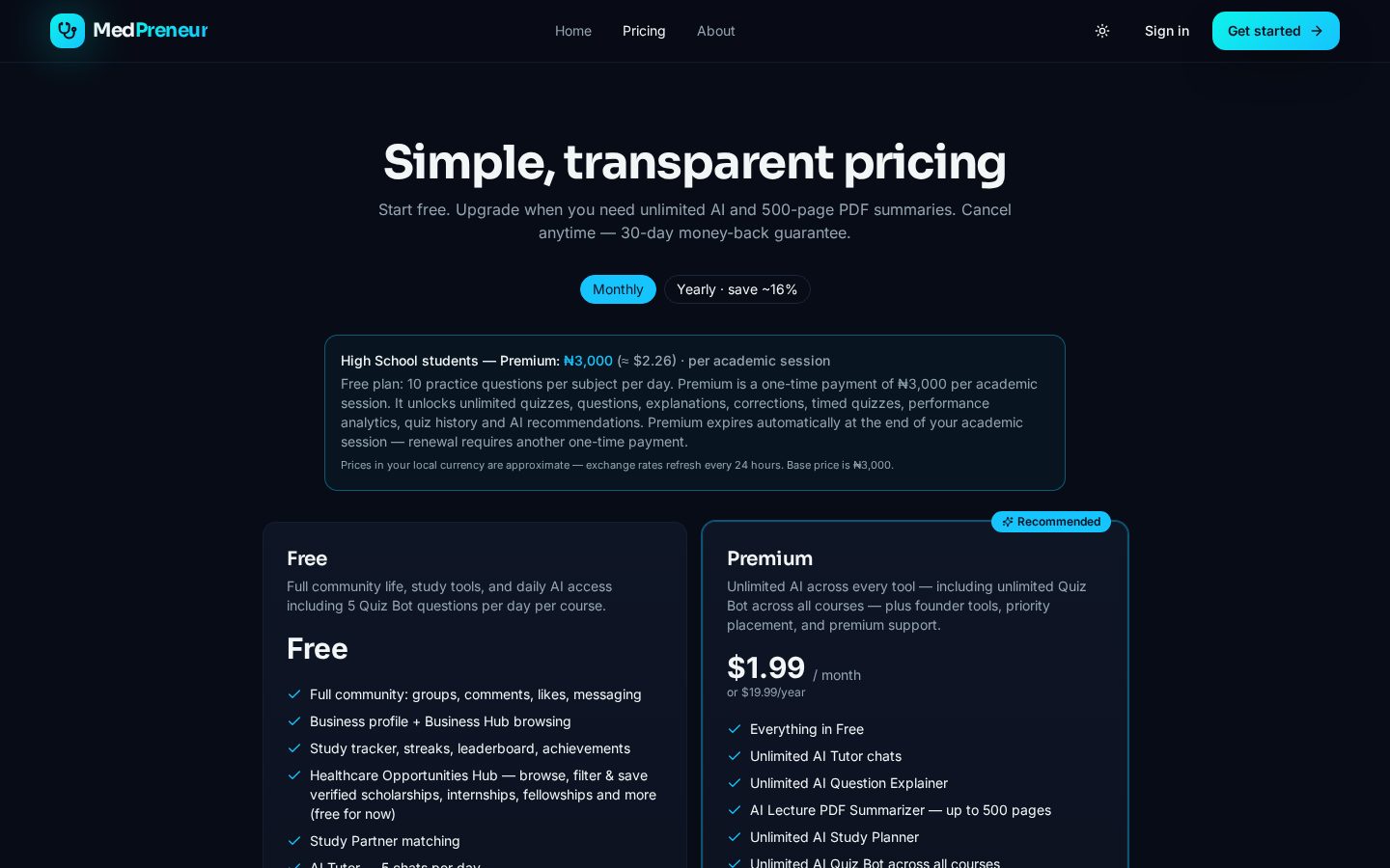 MedPreneur Pricing