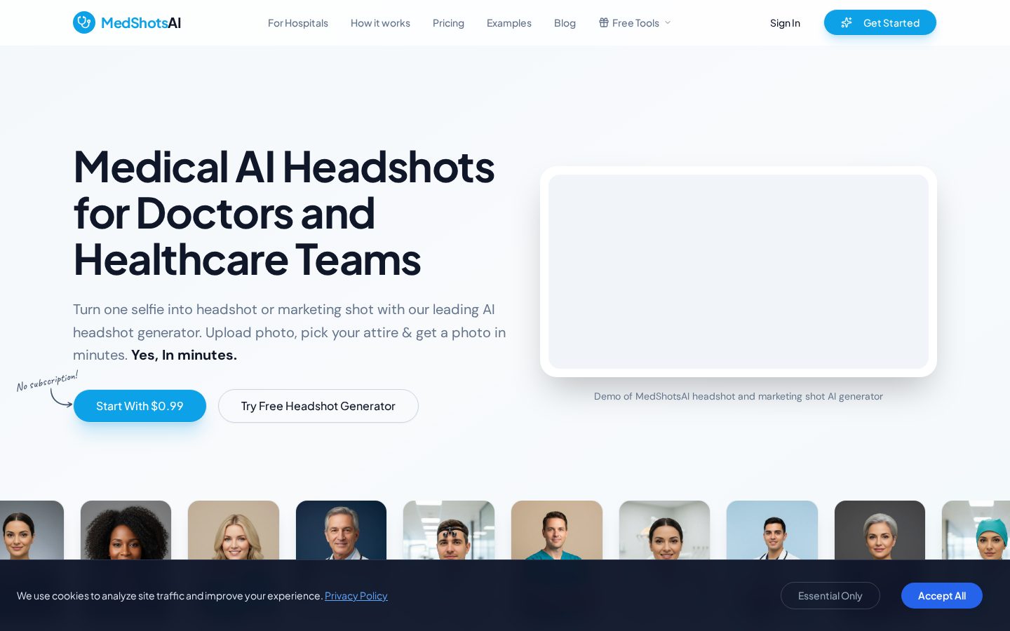 Medshots AI Homepage