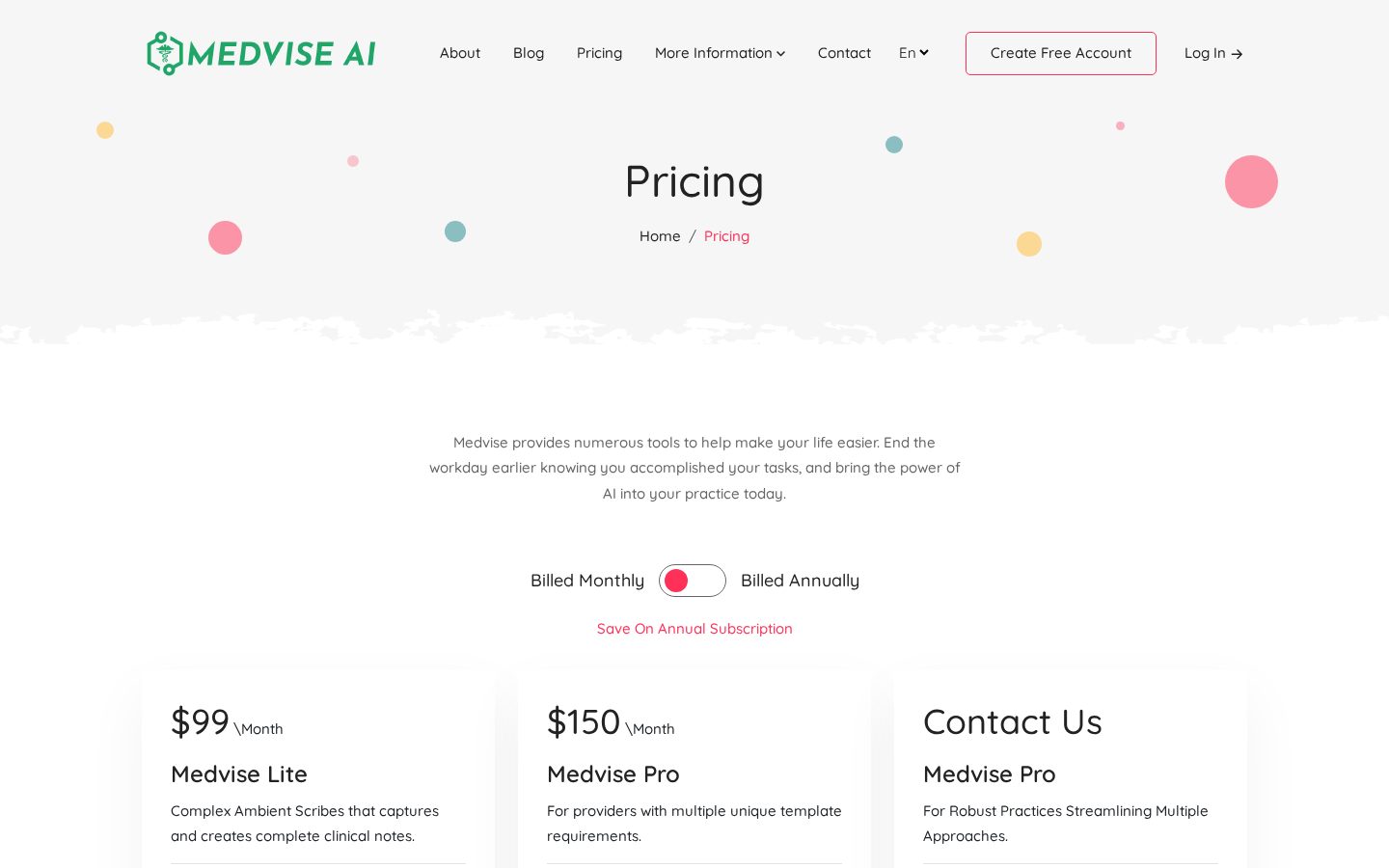 Medvise Pricing