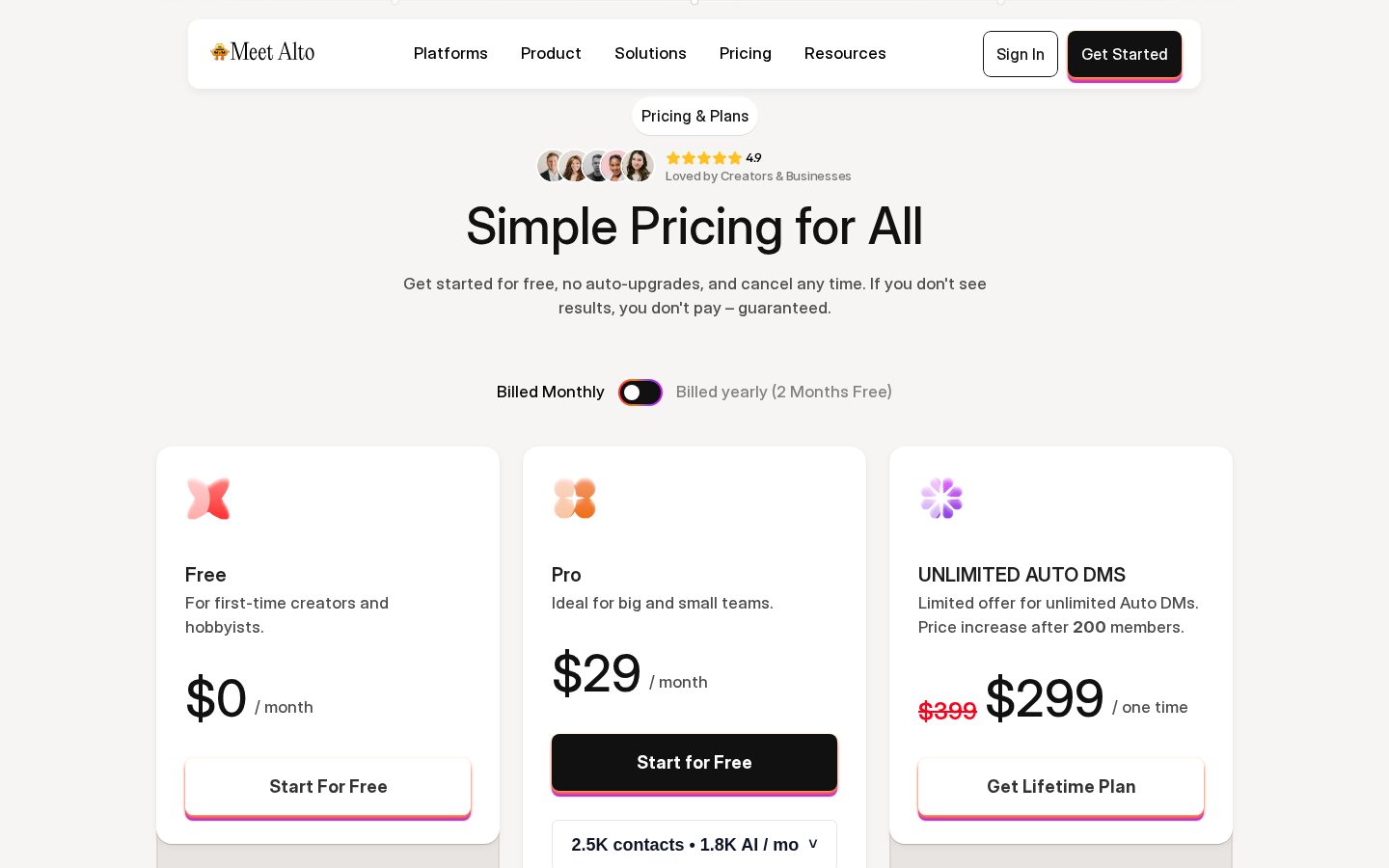 Meet Alto AI Pricing