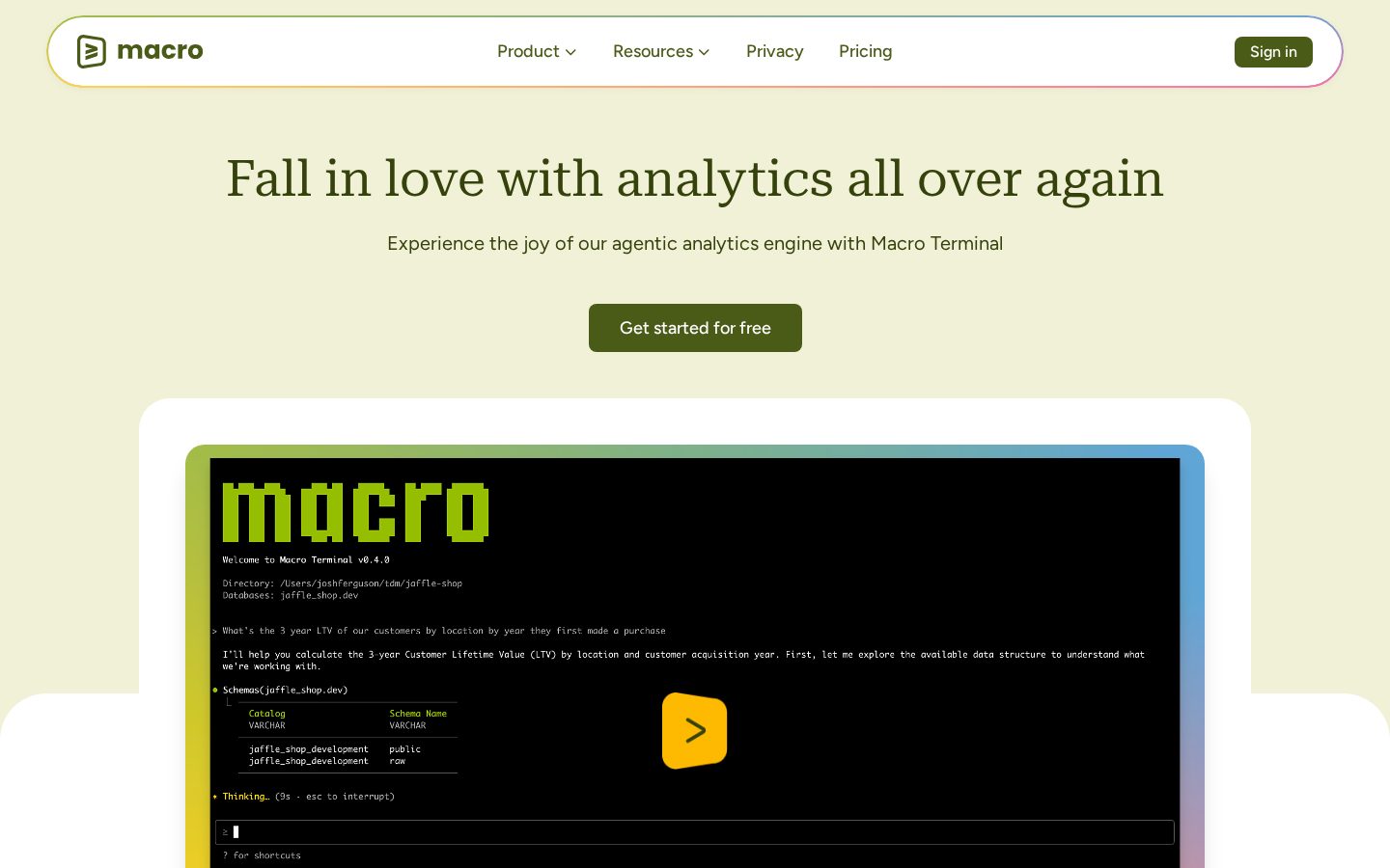 Meet Macro Terminal Homepage