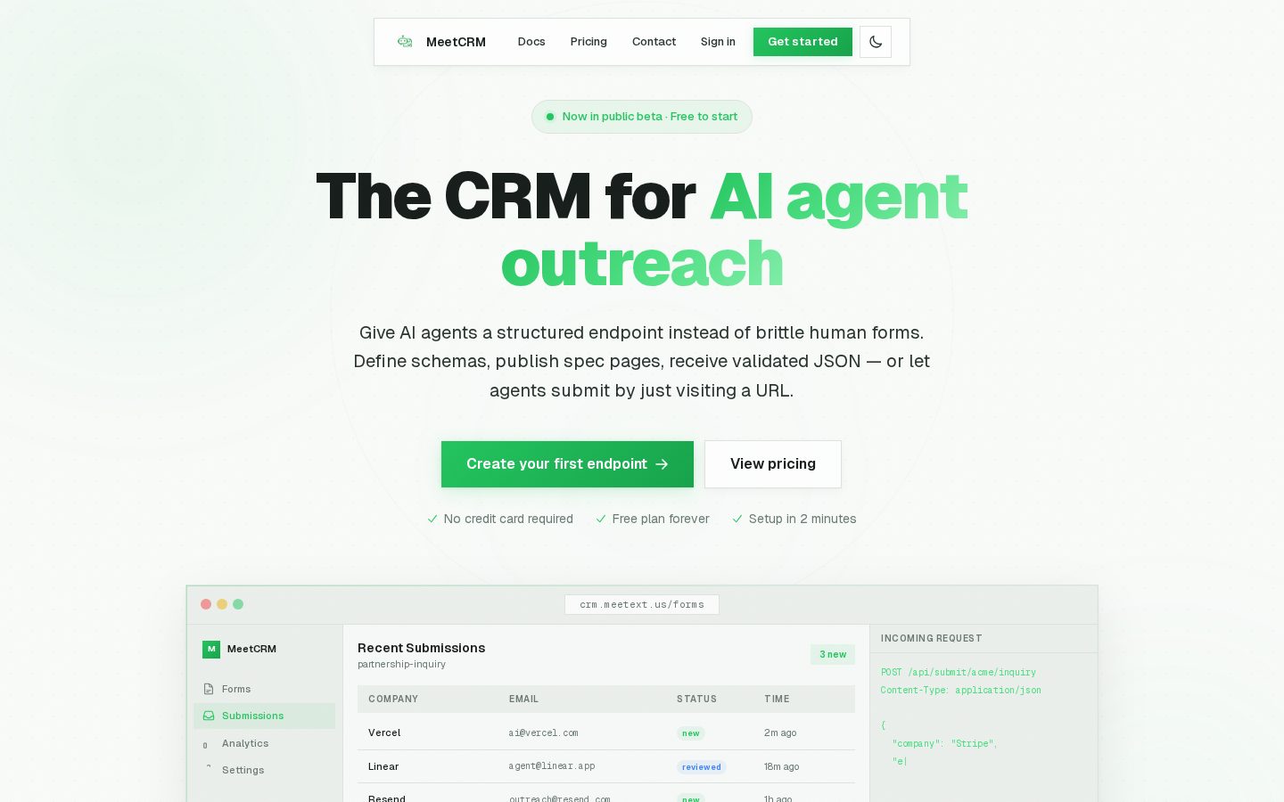 MeetCRM Homepage