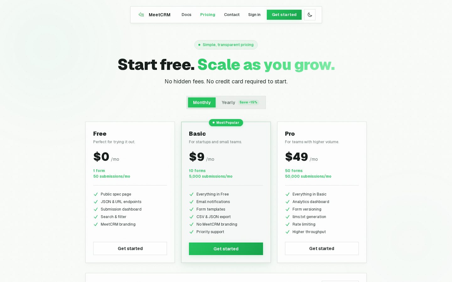MeetCRM Pricing