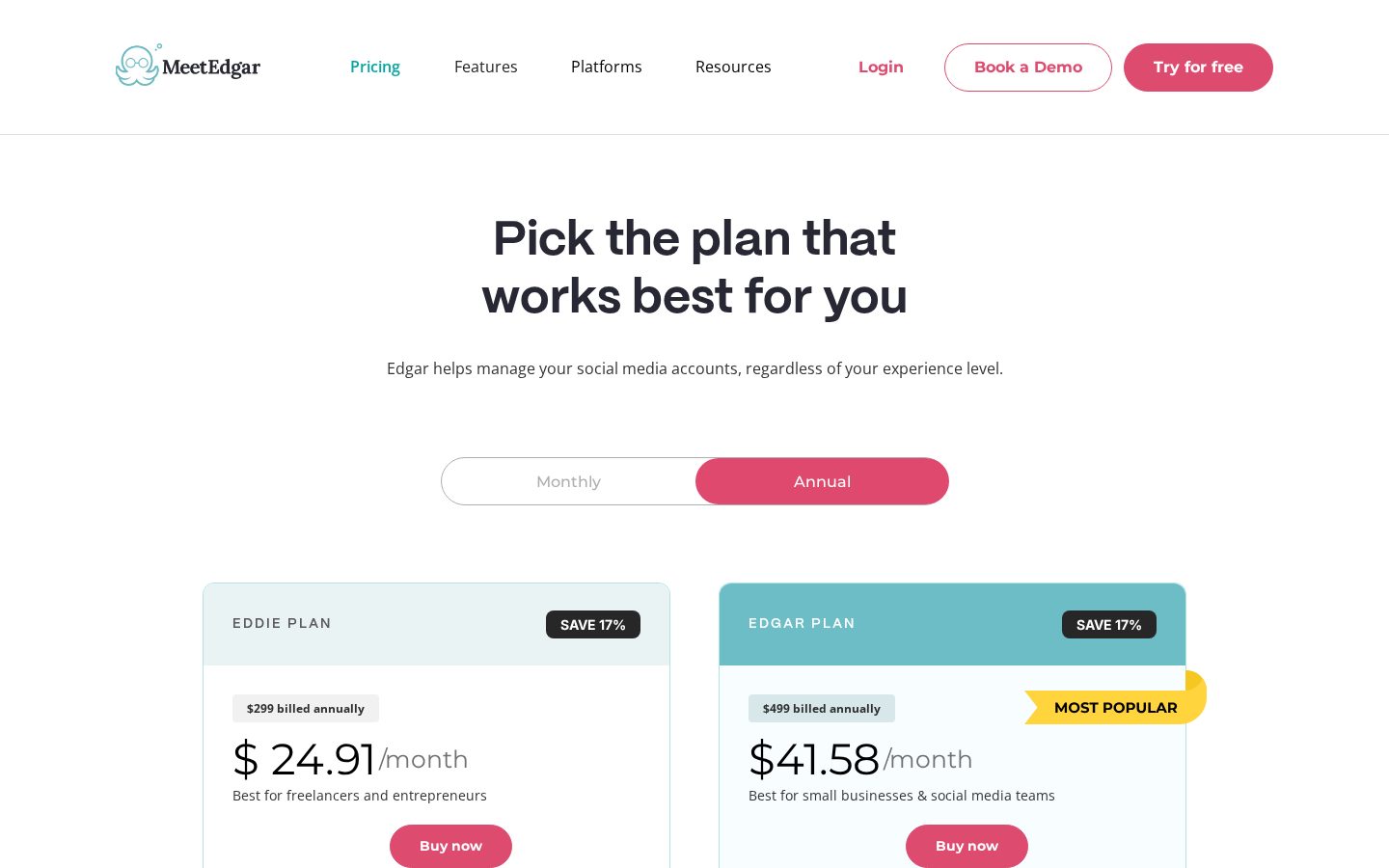 MeetEdgar Pricing