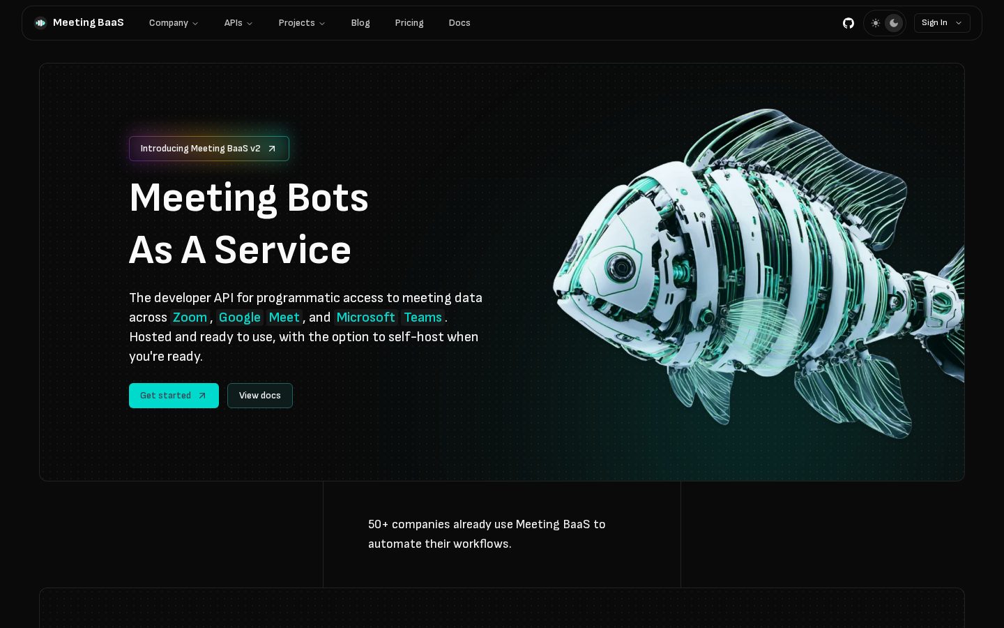 Meeting BaaS Homepage