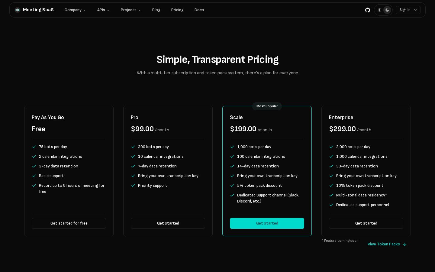 Meeting BaaS Pricing