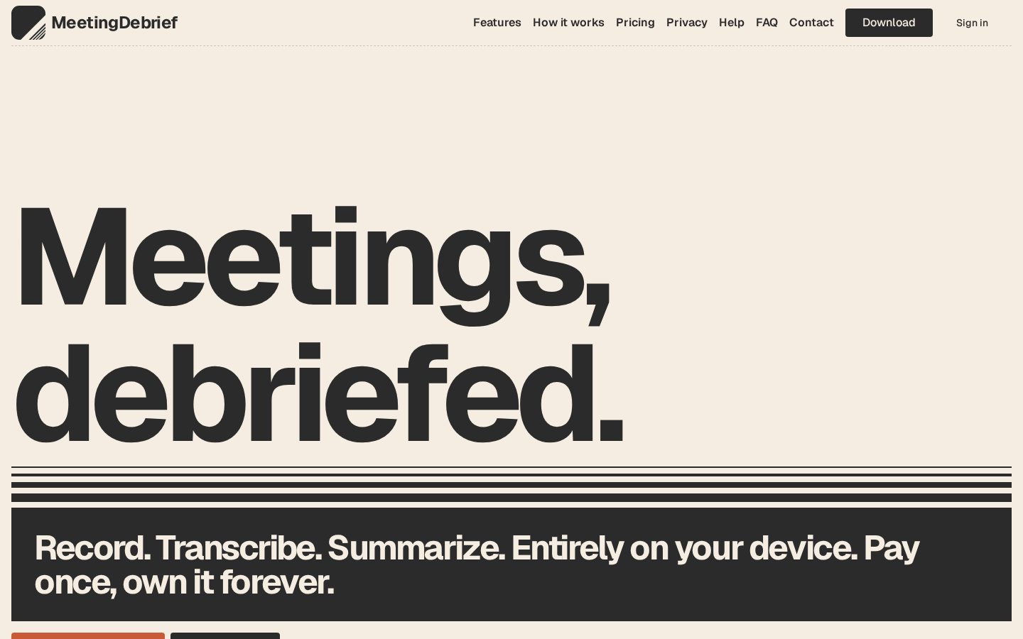 MeetingDebrief Homepage