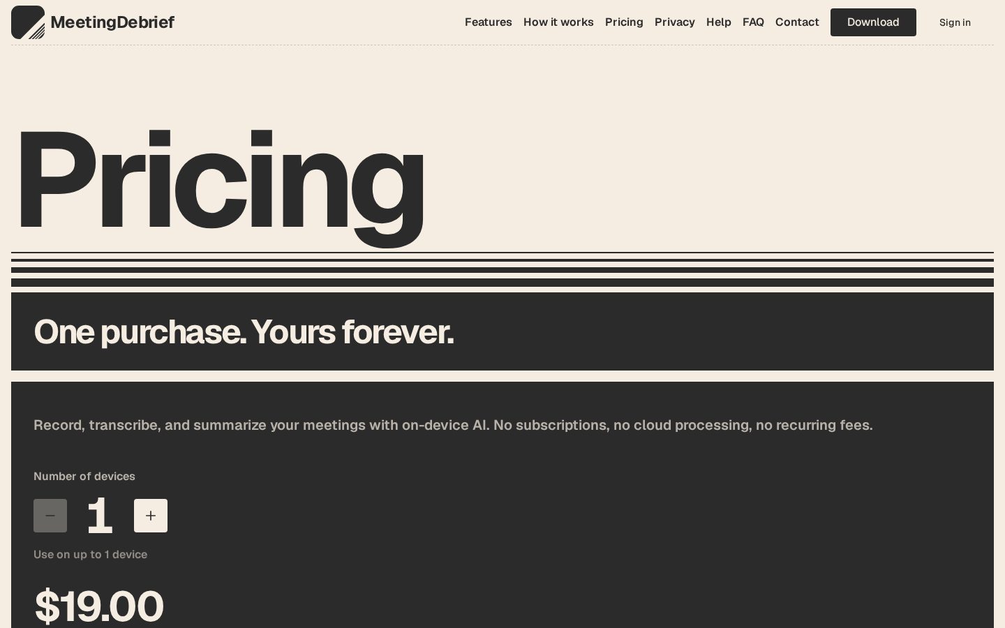 MeetingDebrief Pricing