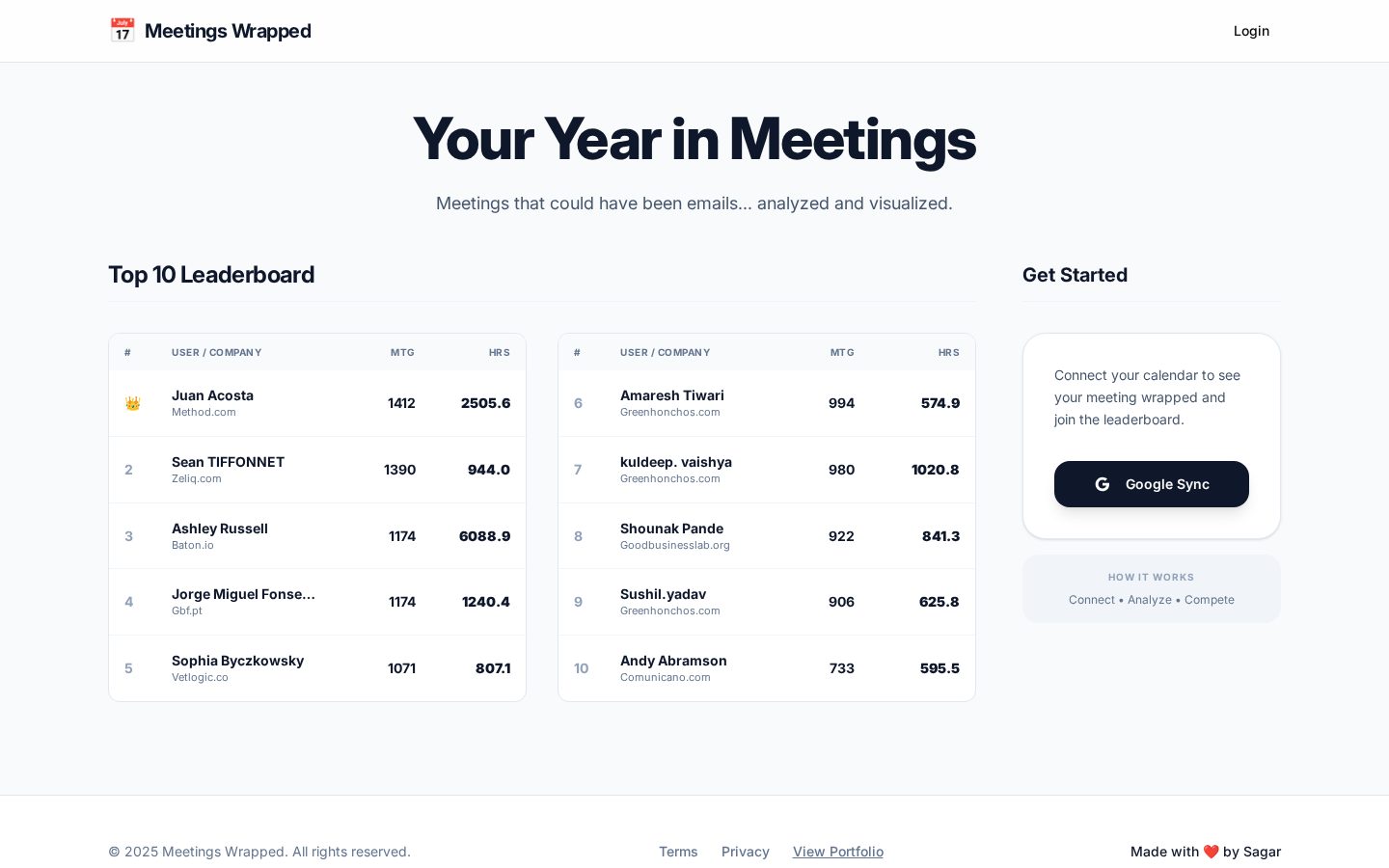 Meetings Wrapped Homepage
