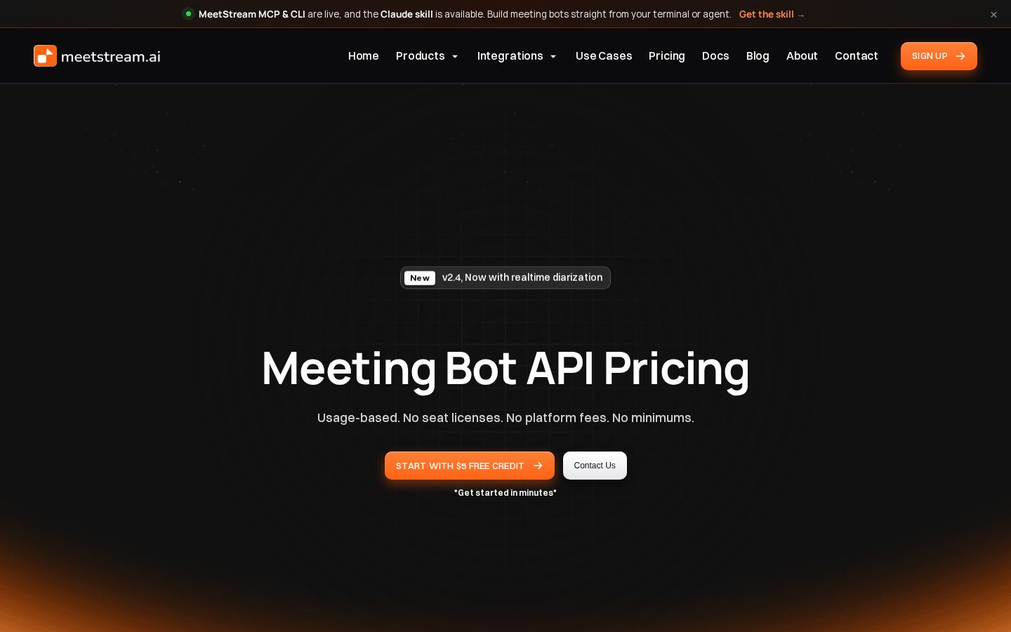 MeetStream AI Pricing