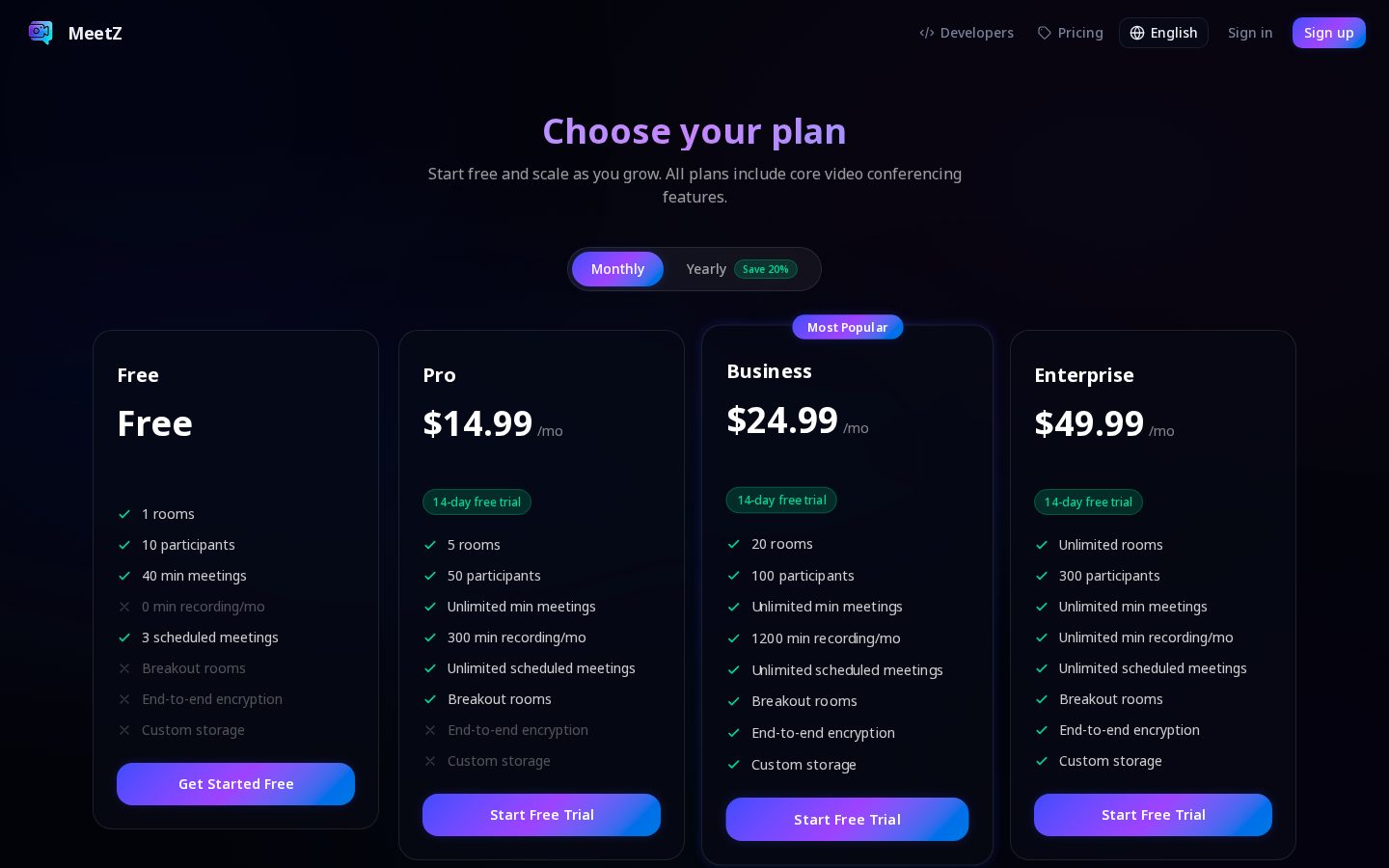 Meetz Pricing