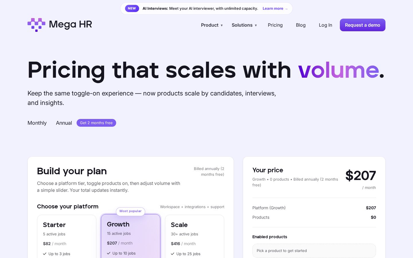 Mega HR Pricing