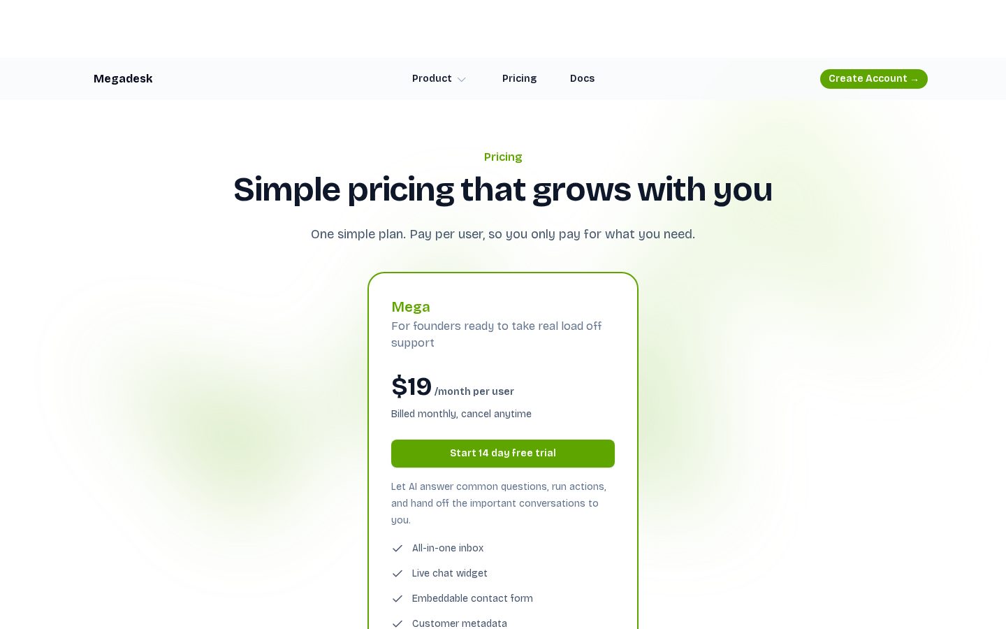 Megadesk Pricing