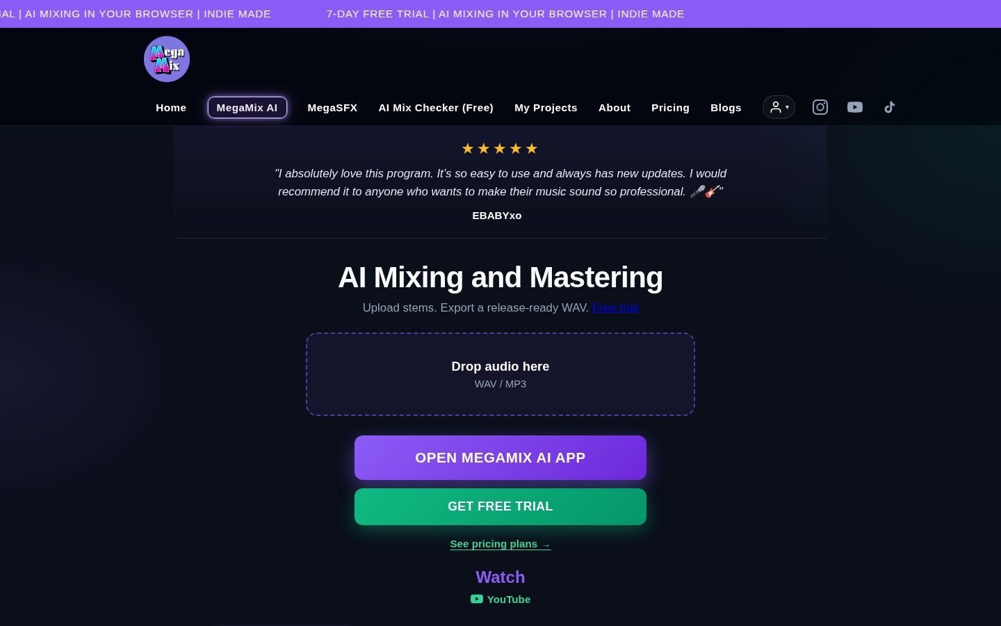 MegaMix AI Homepage