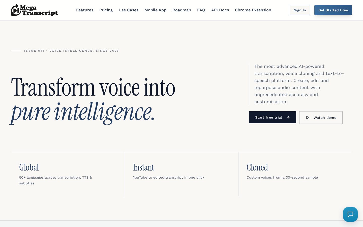 MegaTranscript Homepage