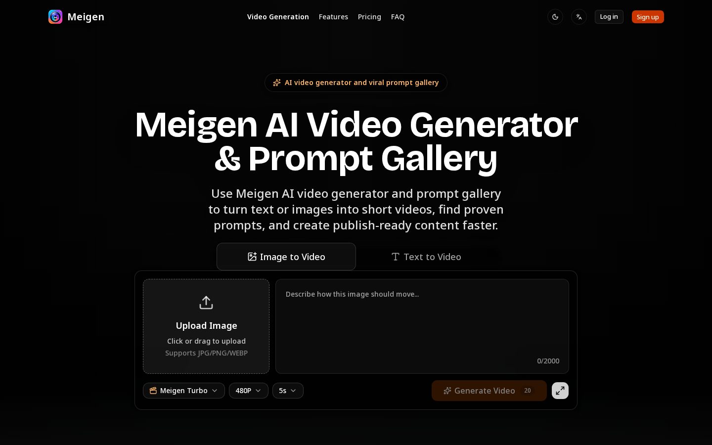 Meigen AI Video Generator Homepage