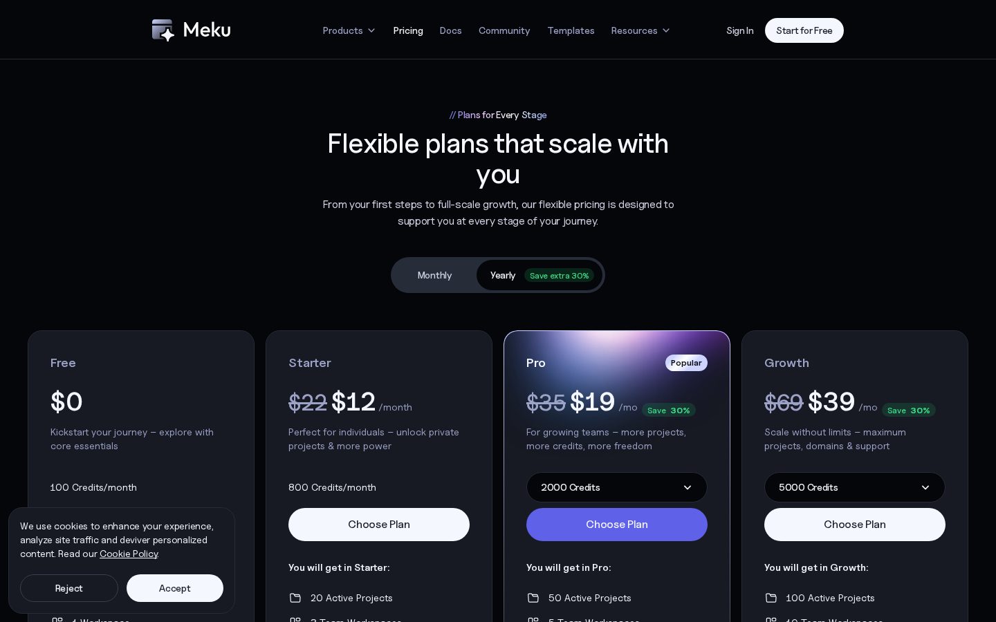Meku Pricing