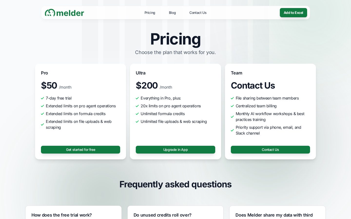 Melder - AI for Excel Pricing