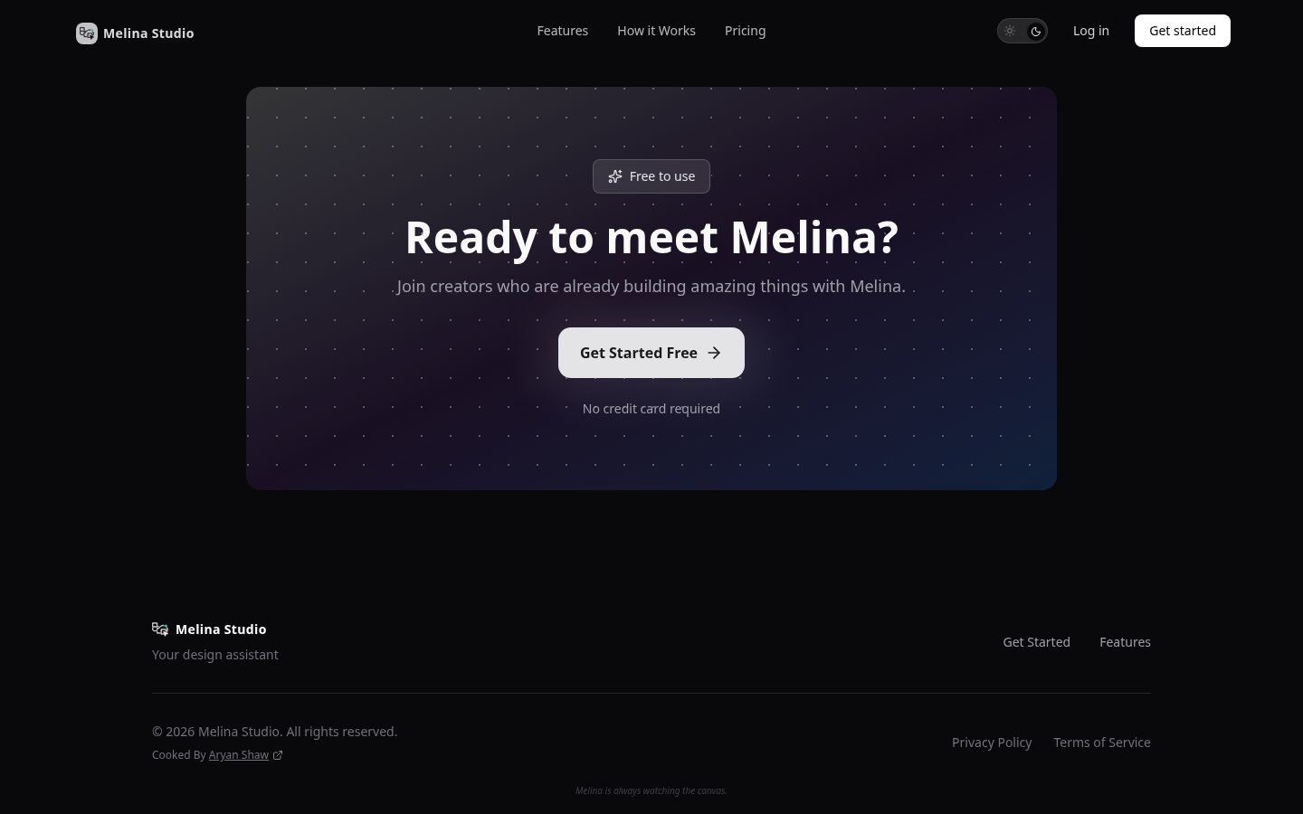 Melina Studio Pricing