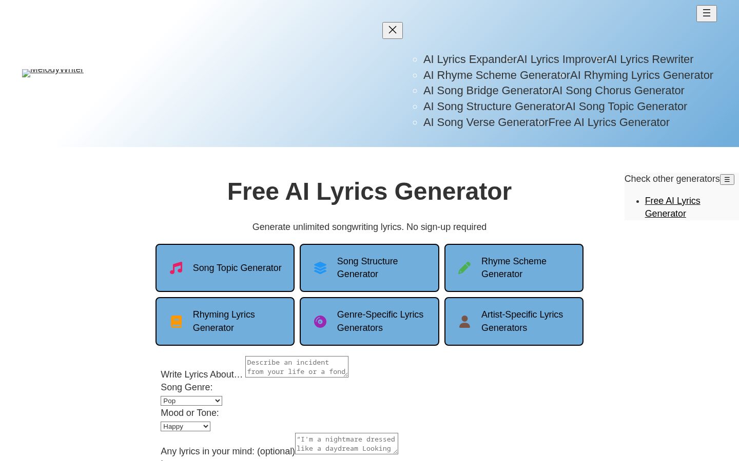 Melody Writer Homepage