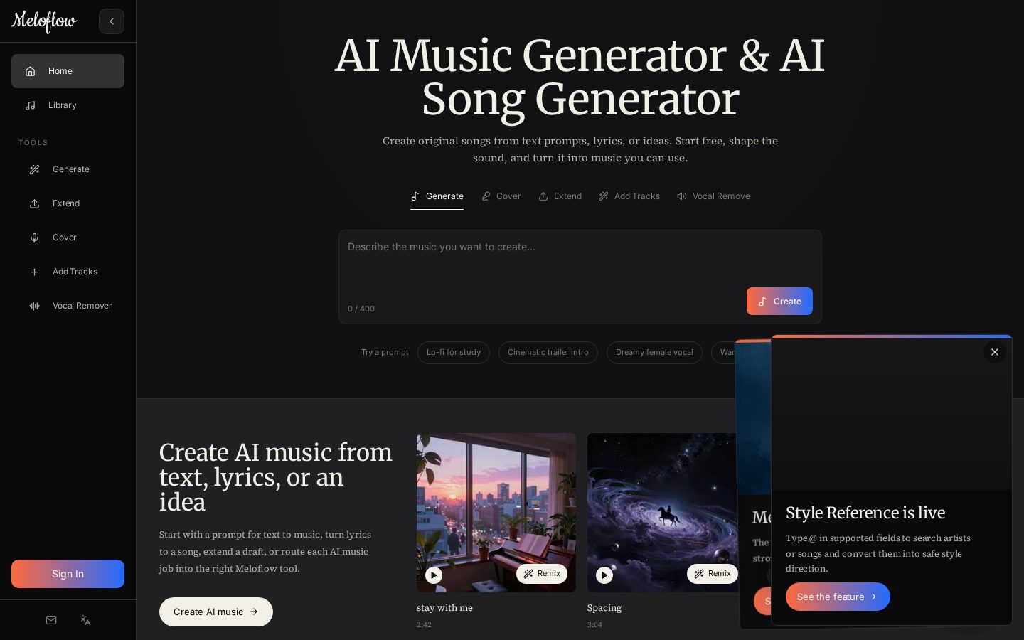 Meloflow Homepage