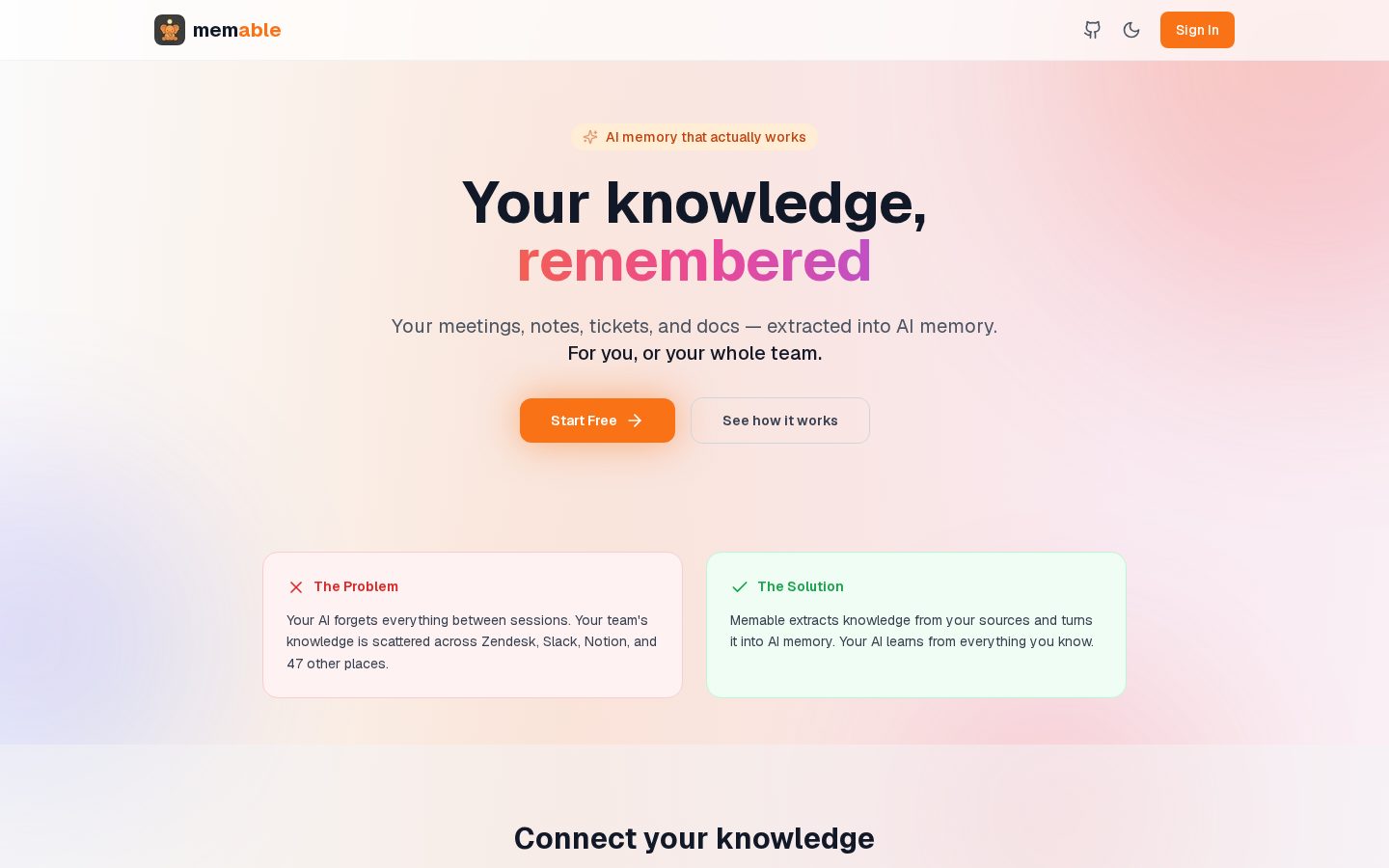memable Homepage