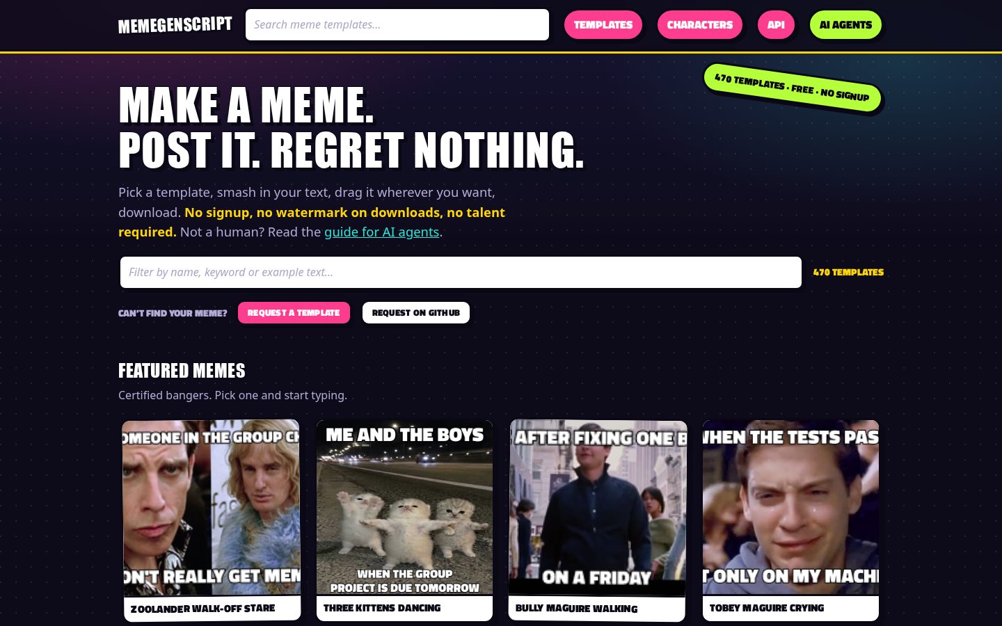 Memegenscript Homepage