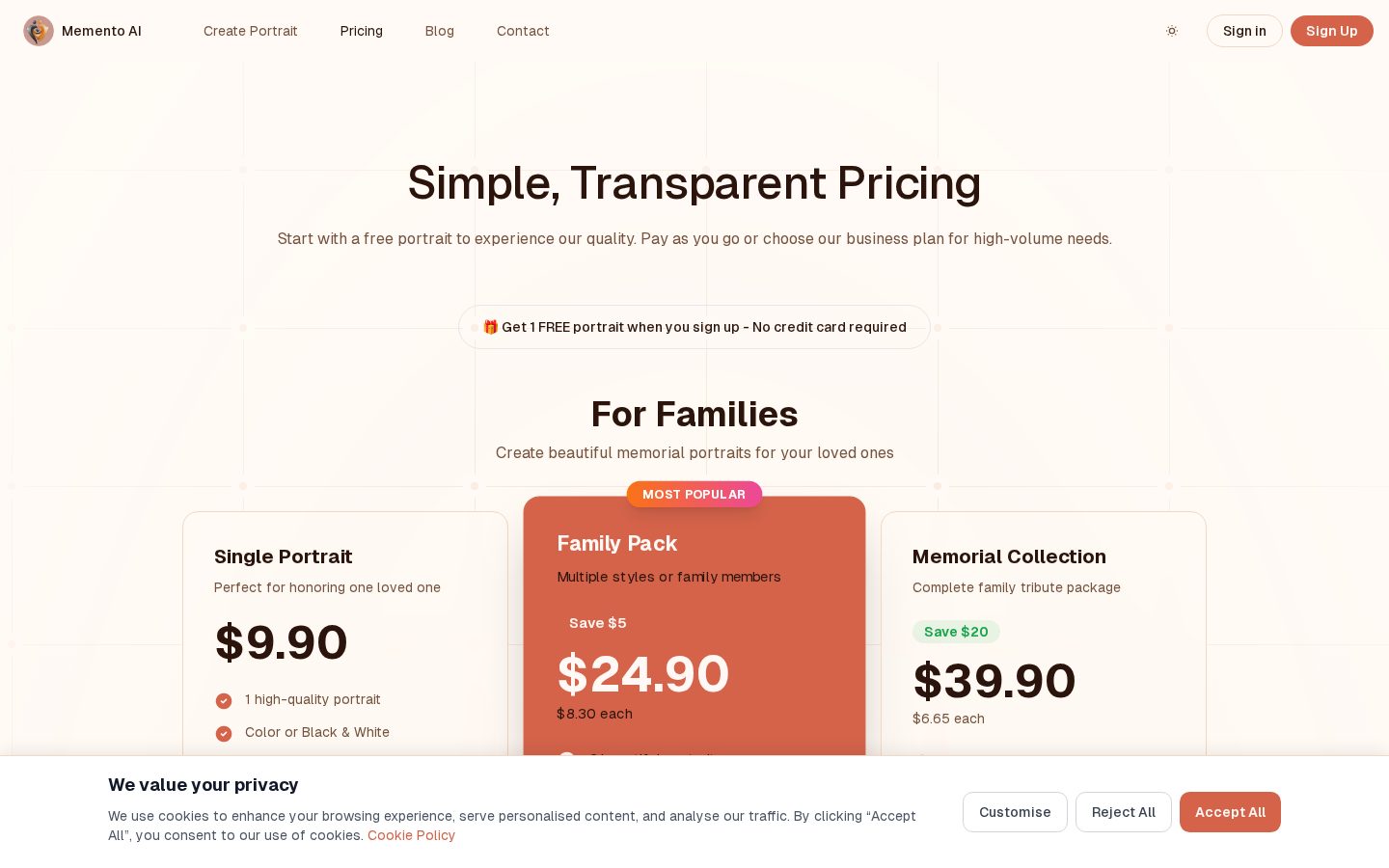 Memento AI Pricing