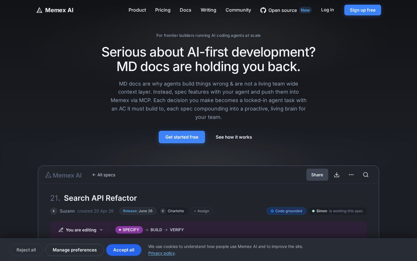 Memex AI Homepage