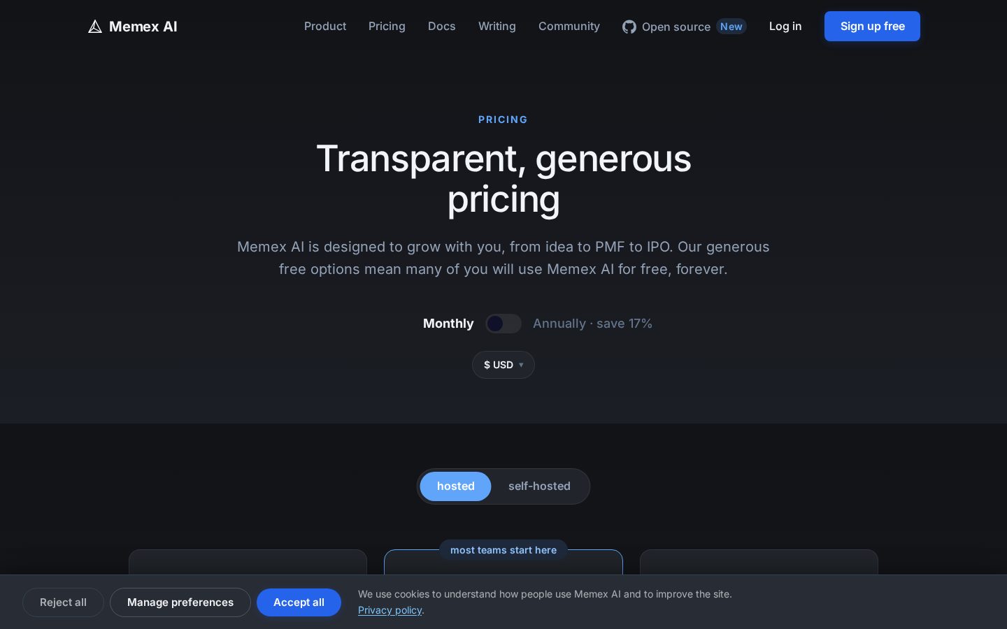 Memex AI Pricing