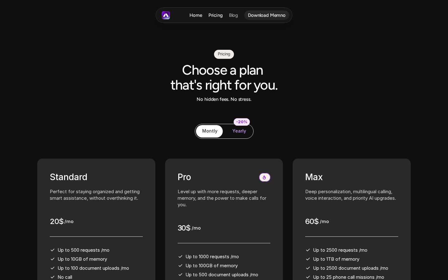 Memno Pricing