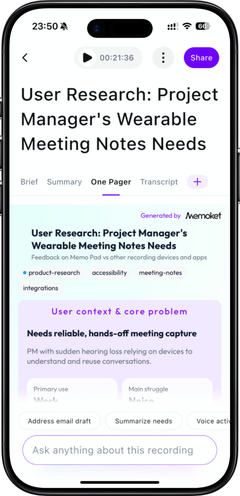 One Pager: a visual meeting brief