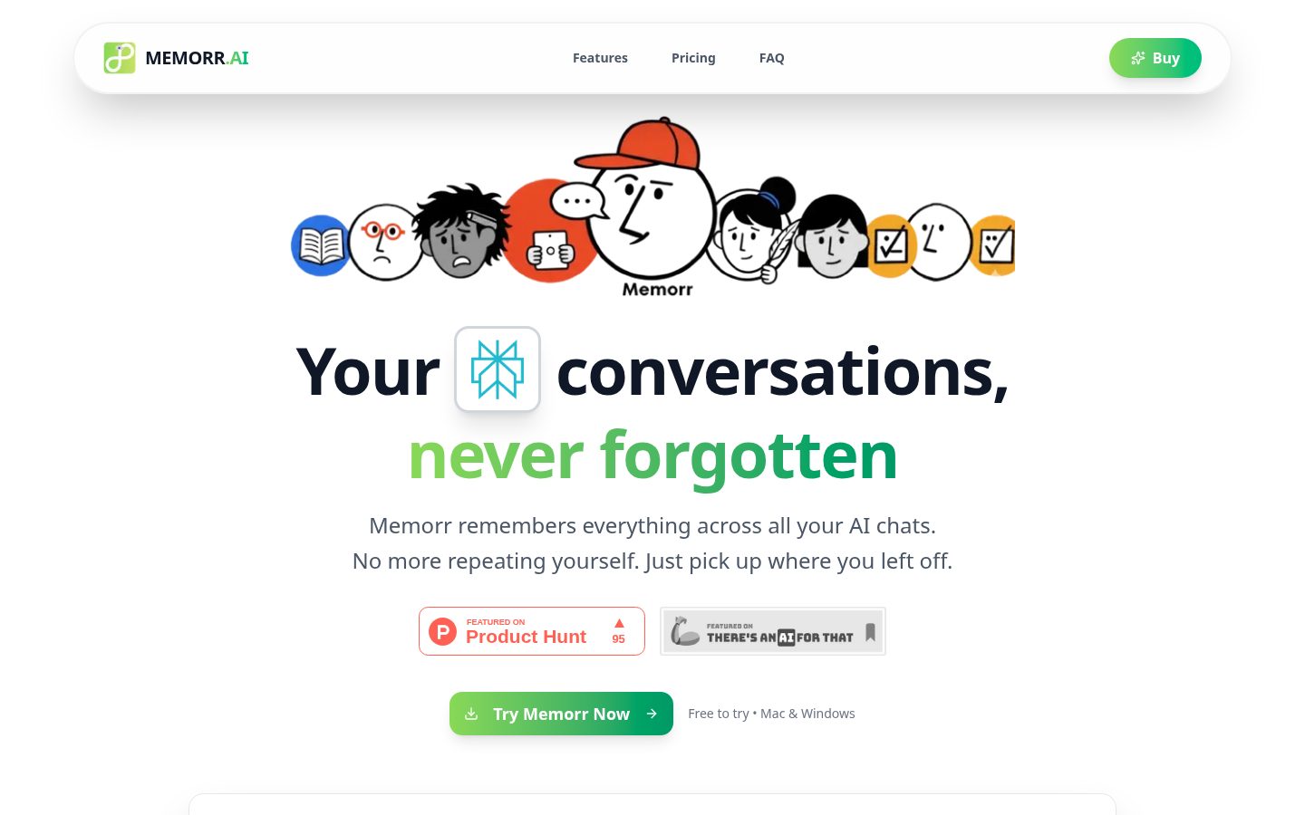 Memorr.ai Homepage