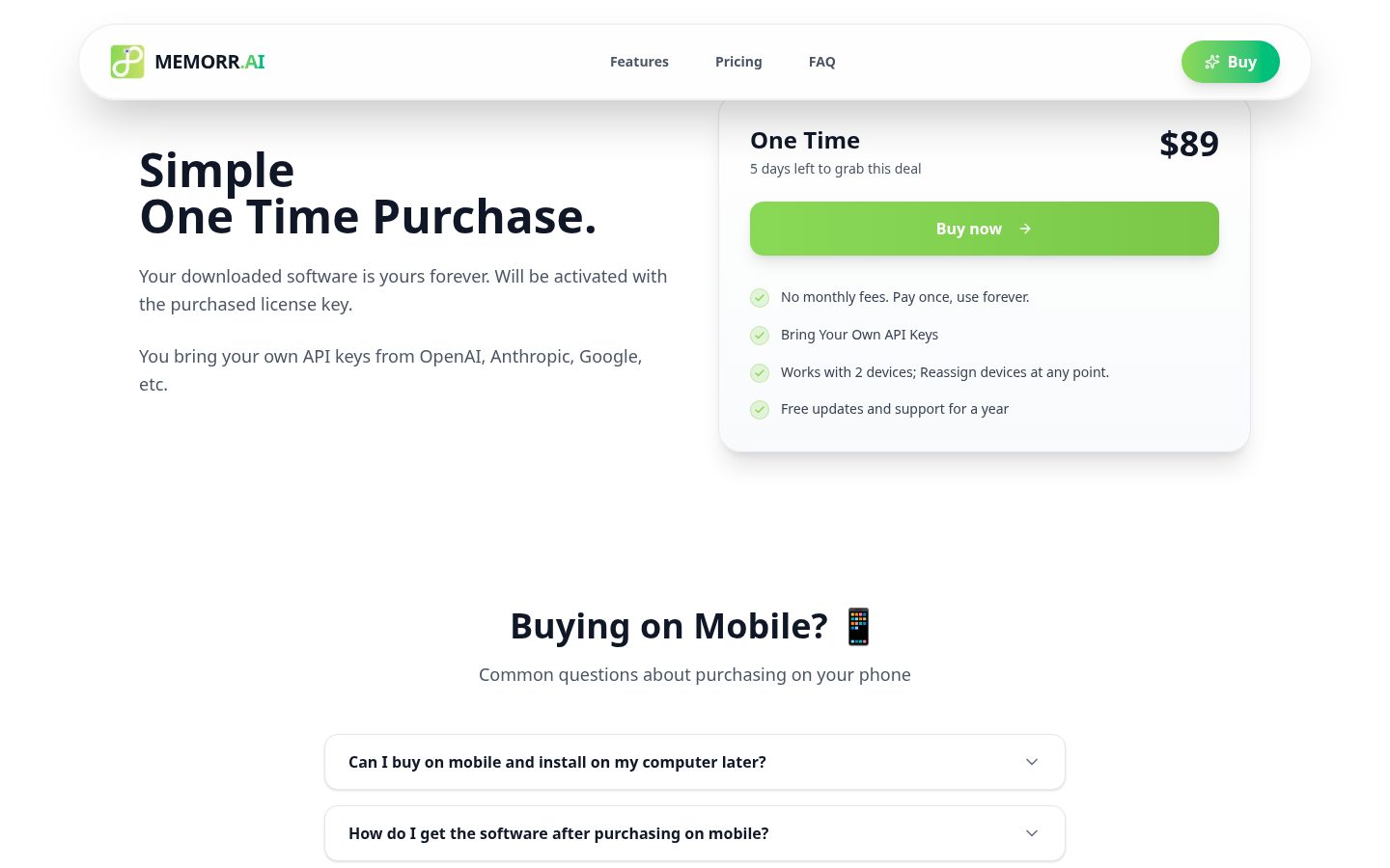 Memorr.ai Pricing