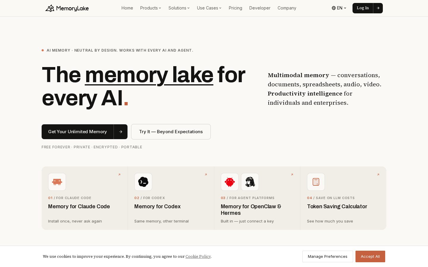 MemoryLake Homepage