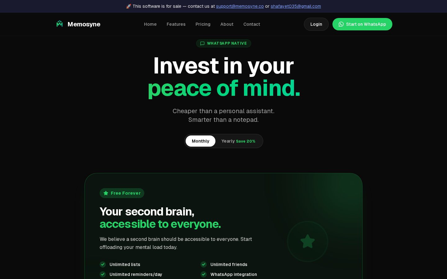 Memosyne Pricing