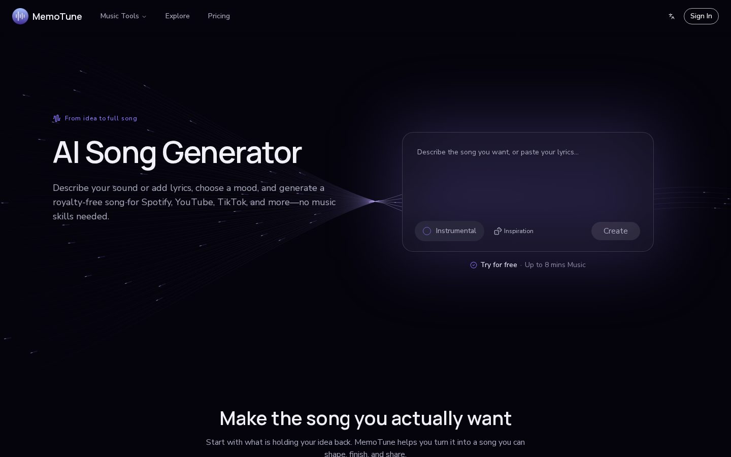 MemoTune Homepage