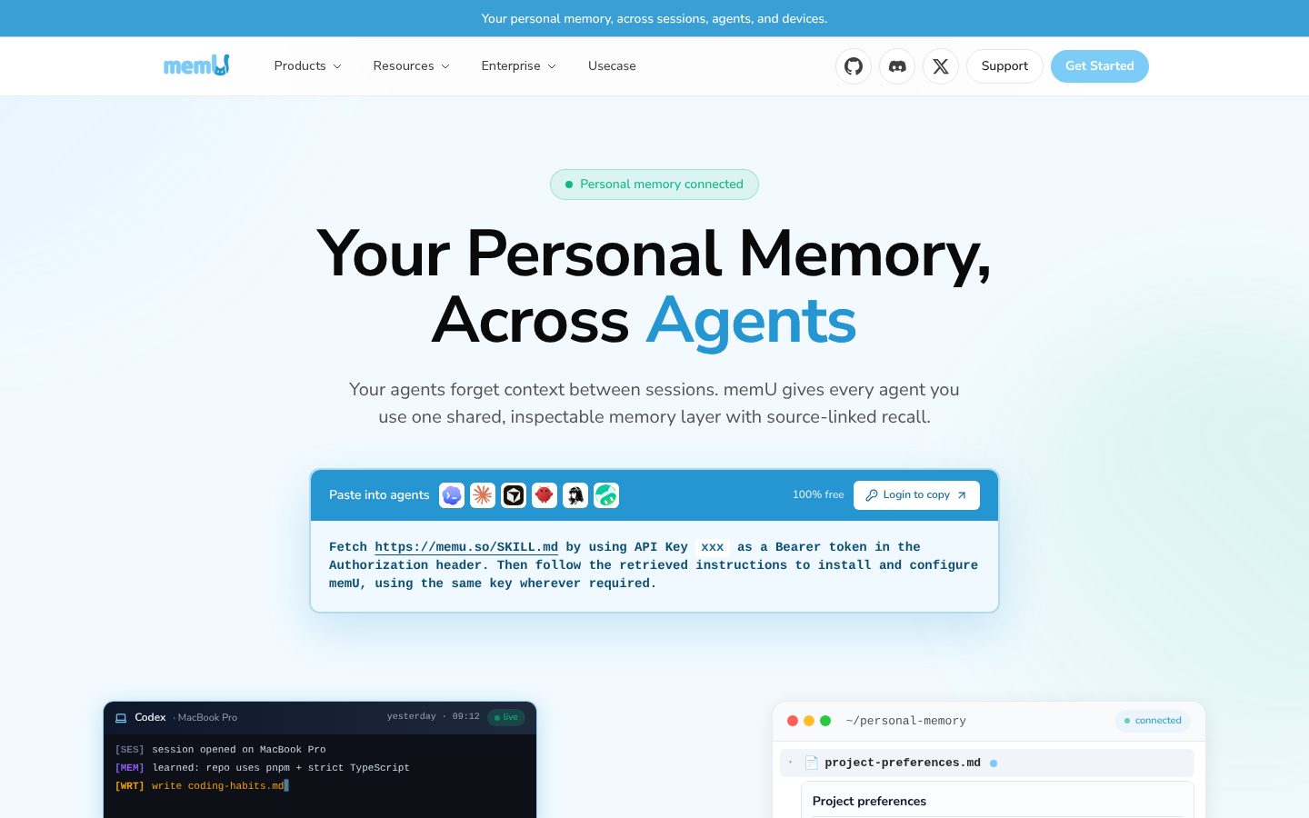 MemU Homepage