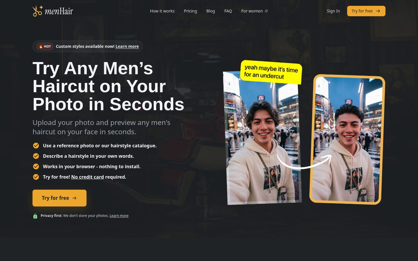 MenHair App Homepage