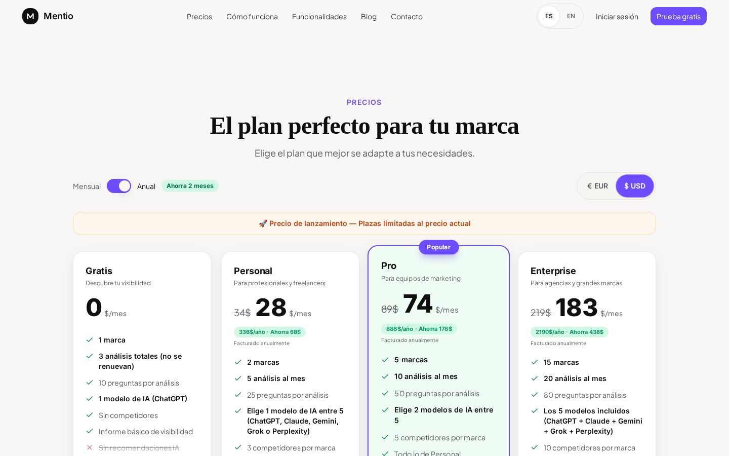 Mentio Pricing