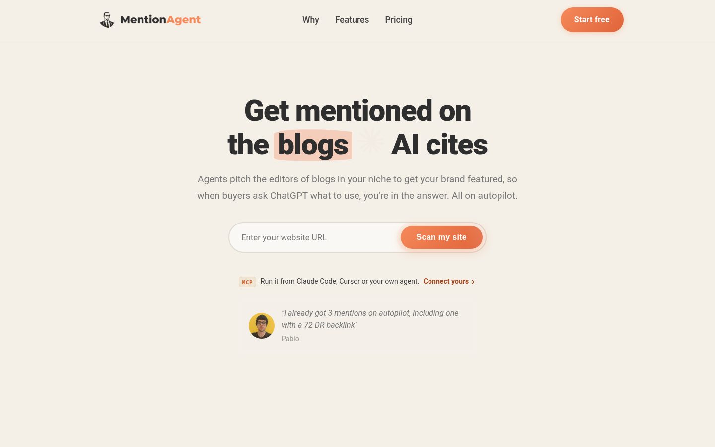 MentionAgent Homepage