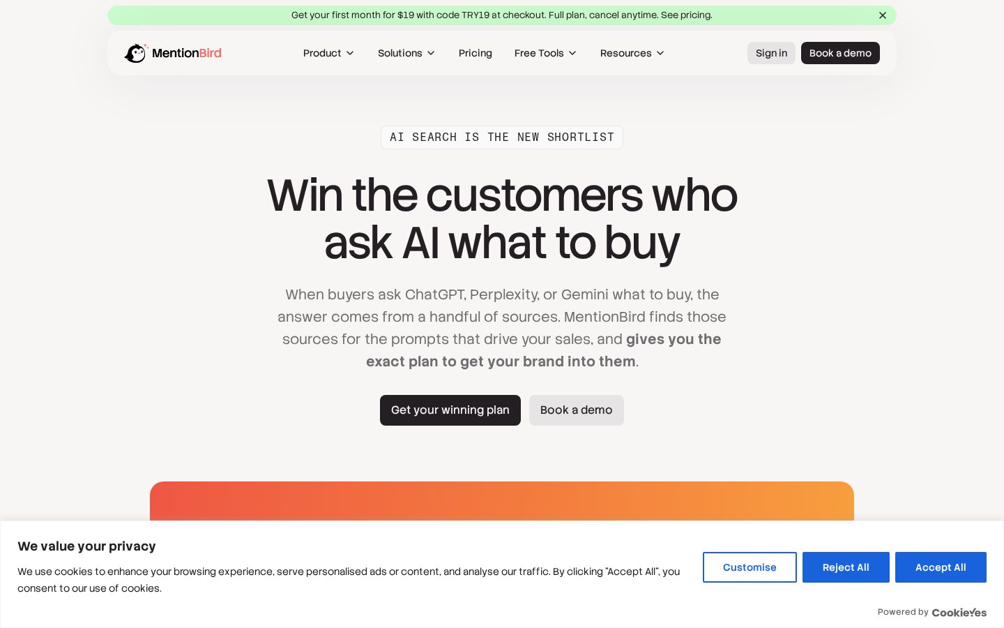 MentionBird Homepage