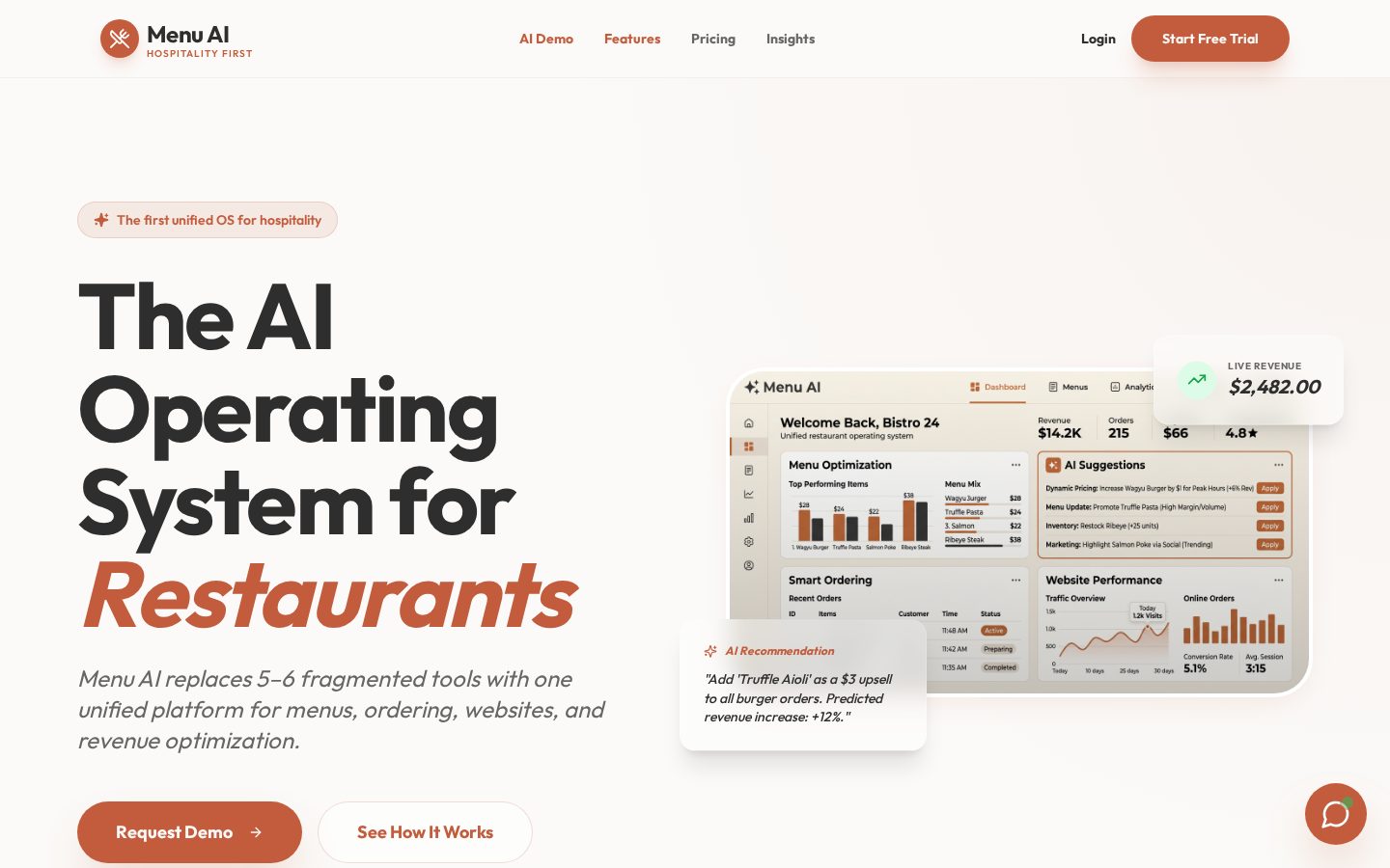 Menu AI Homepage