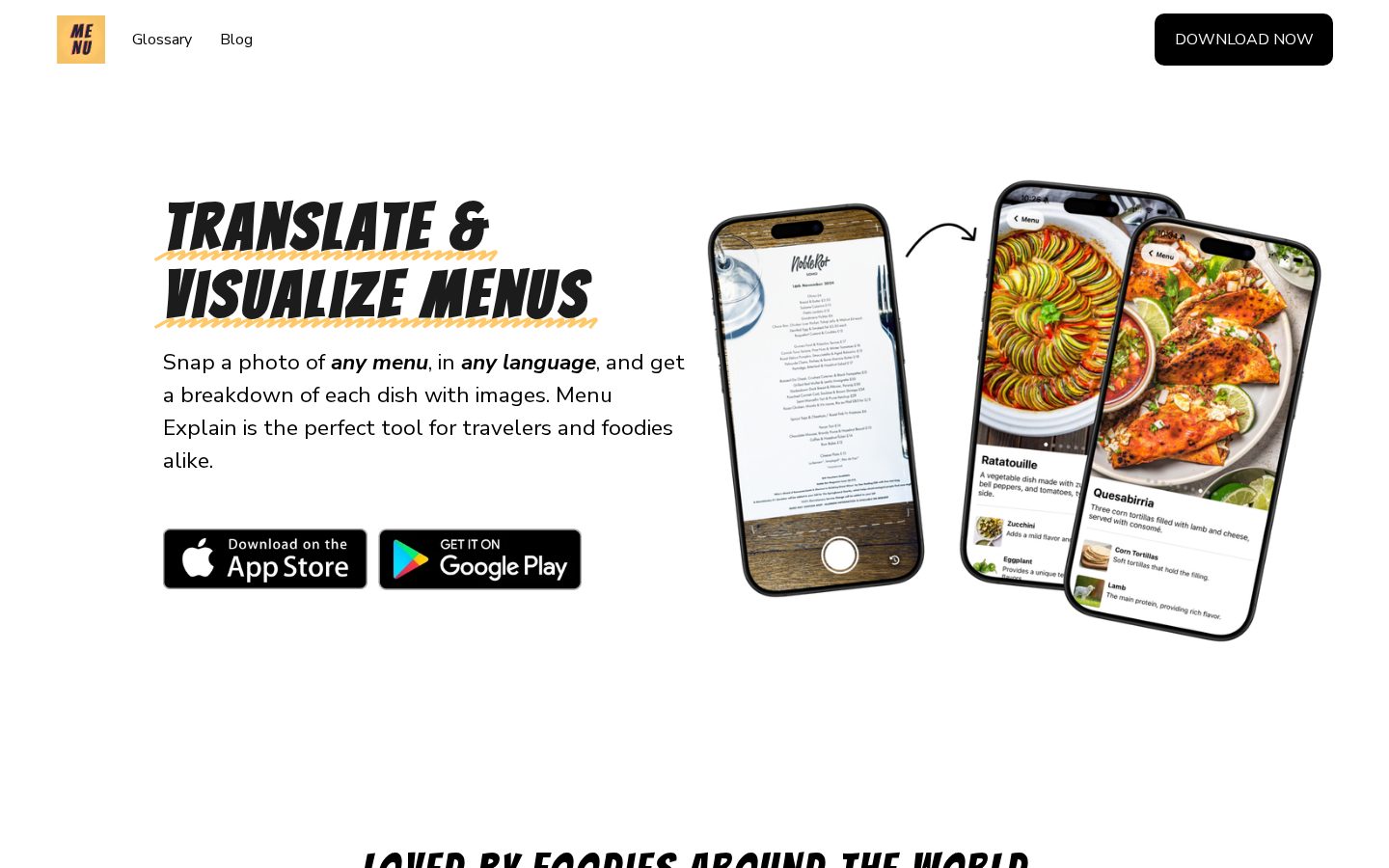 Menu Explain Homepage