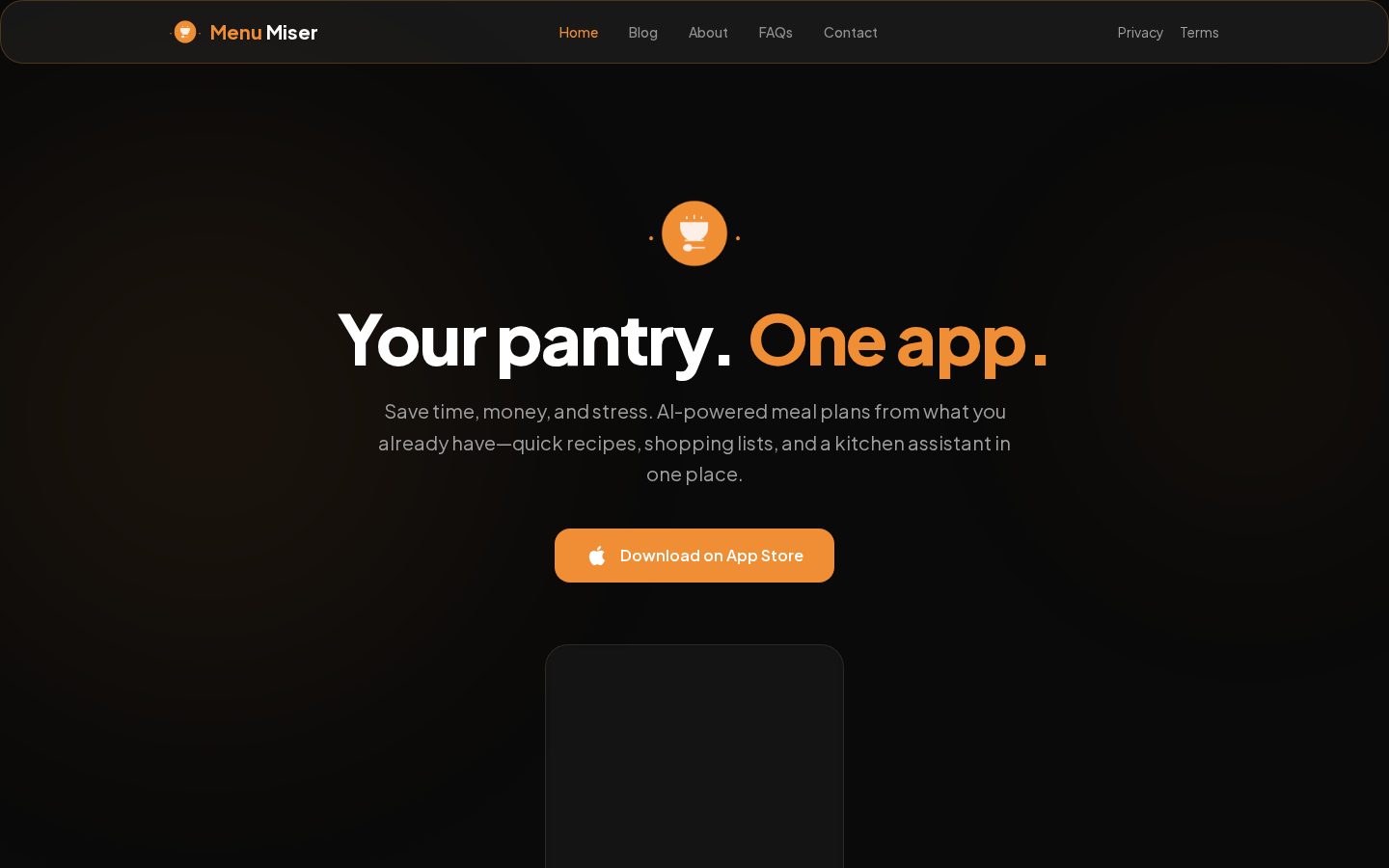 Menu Miser Homepage